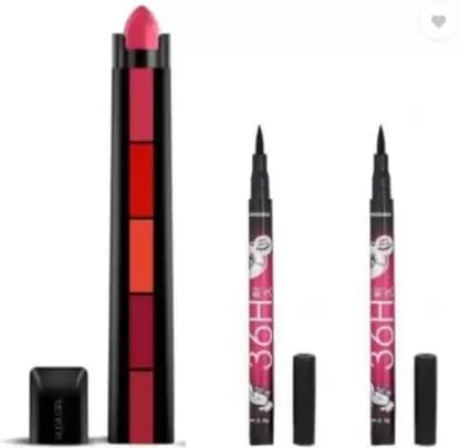 LIFE COSMETICS FAB 5 Red Edition 5-in-1 Matte Lipstick & Eyeliner Set - Long Lasting, Waterproof, Travel Size (15g) - Perfect for Date Night, Parties & Everyday Makeup