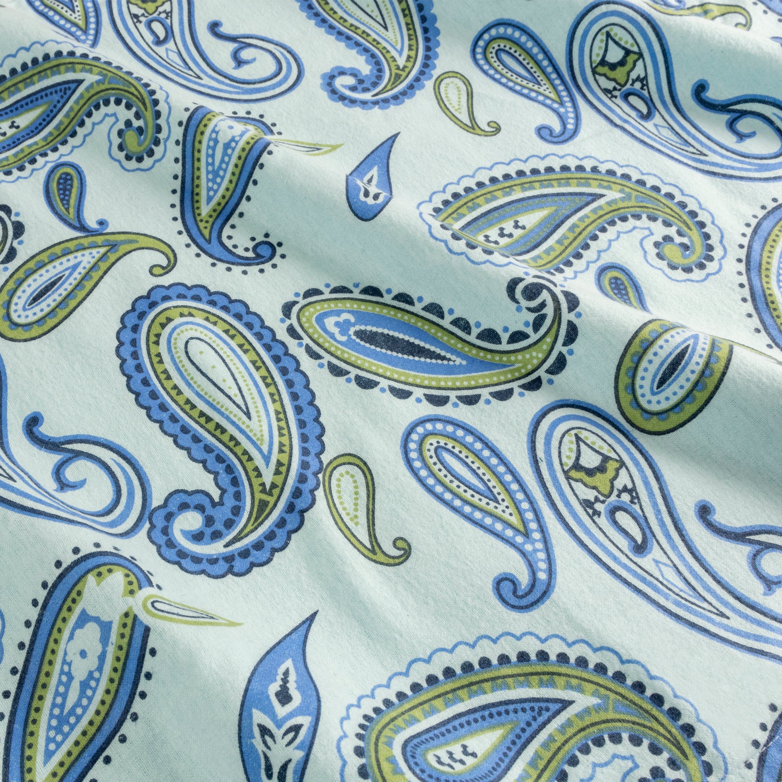 Soft Flannel Cotton Floral Paisley Bed Sheet Set - Queen Size, Deep Pocket Fitted Sheet, Flat Sheet & Pillowcases - Cozy Winter Bedding for Cold Nights (Use in Bedrooms, Guest Rooms, Dorms, RVs)