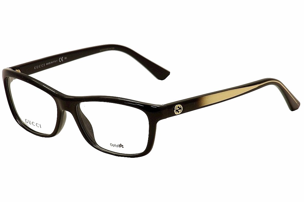Gucci Women's Black & Clear Optical Glasses - Non-Polarized Eyewear with Optyl Frame (Size 53) for Work, Reading & Fashion