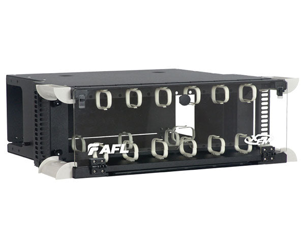 AFL XFM 12-Port Fixed 4U Fiber Optic Patch Panel - High-Density Rack Mount for Data Centers & Telecom Networks