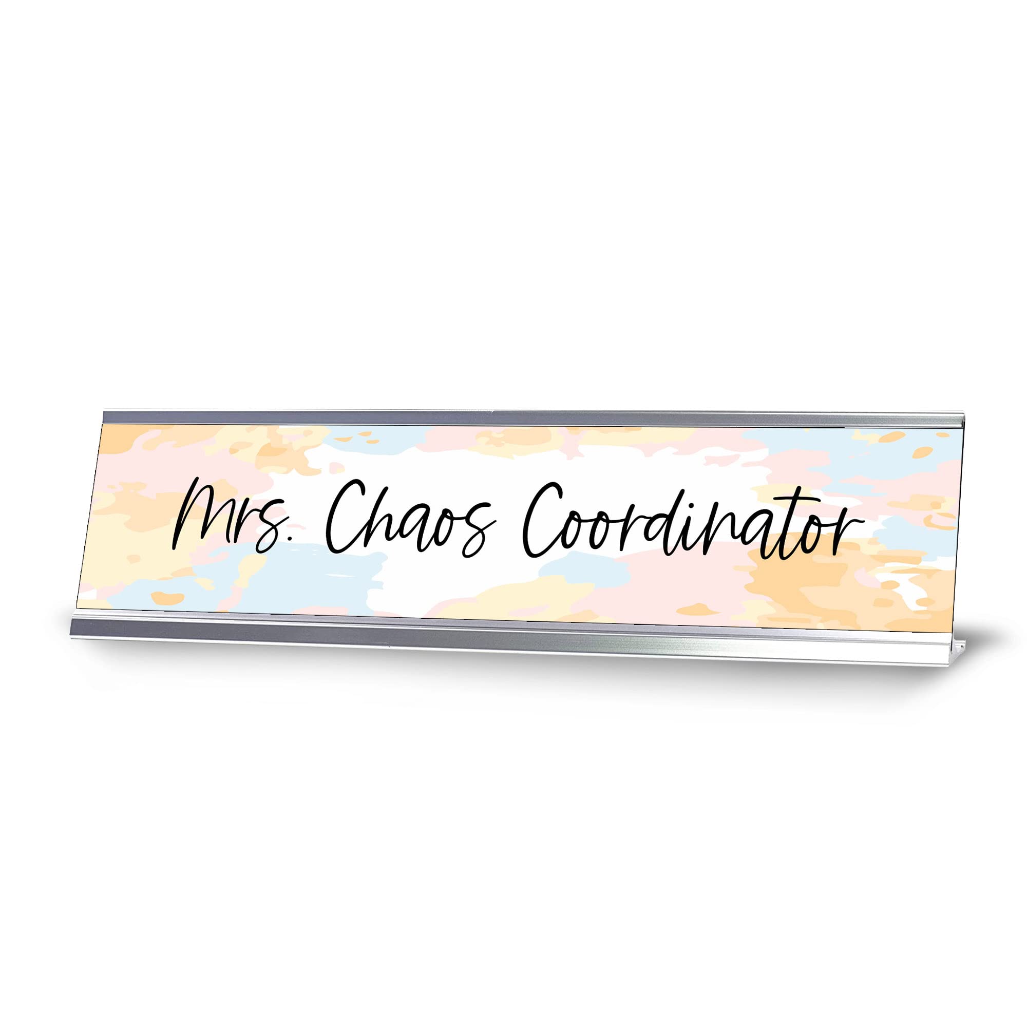 Mrs. Chaos Coordinator Light Pastel Novelty Office Gift Desk Sign (2 x 8 Inch) - Funny Desk Decor for Bosses, Coworkers & Office Workers - Perfect for Workstations, Desks & Home Offices