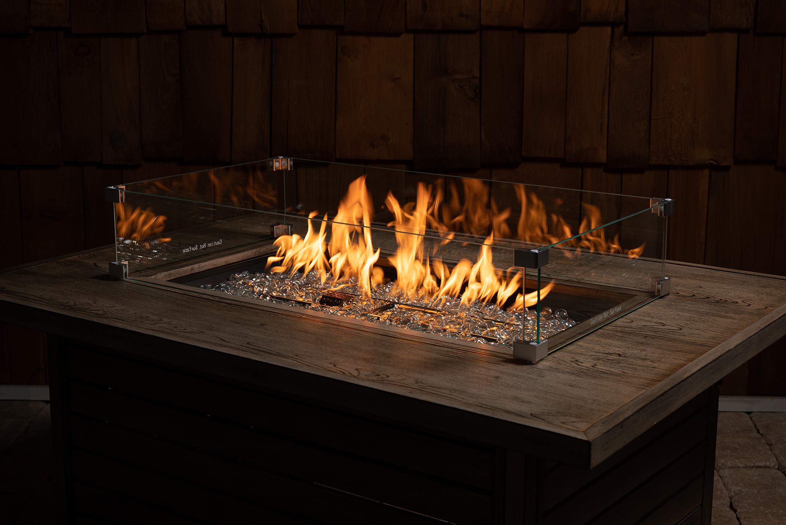 Fire Sense 63248 Clear Tempered Glass Wind Guard for Propane Fire Pits & Patio Heaters - Best Flame Viewing Experience - Durable Rectangular Wind Screen for Outdoor Backyard, Camping & Patio Use