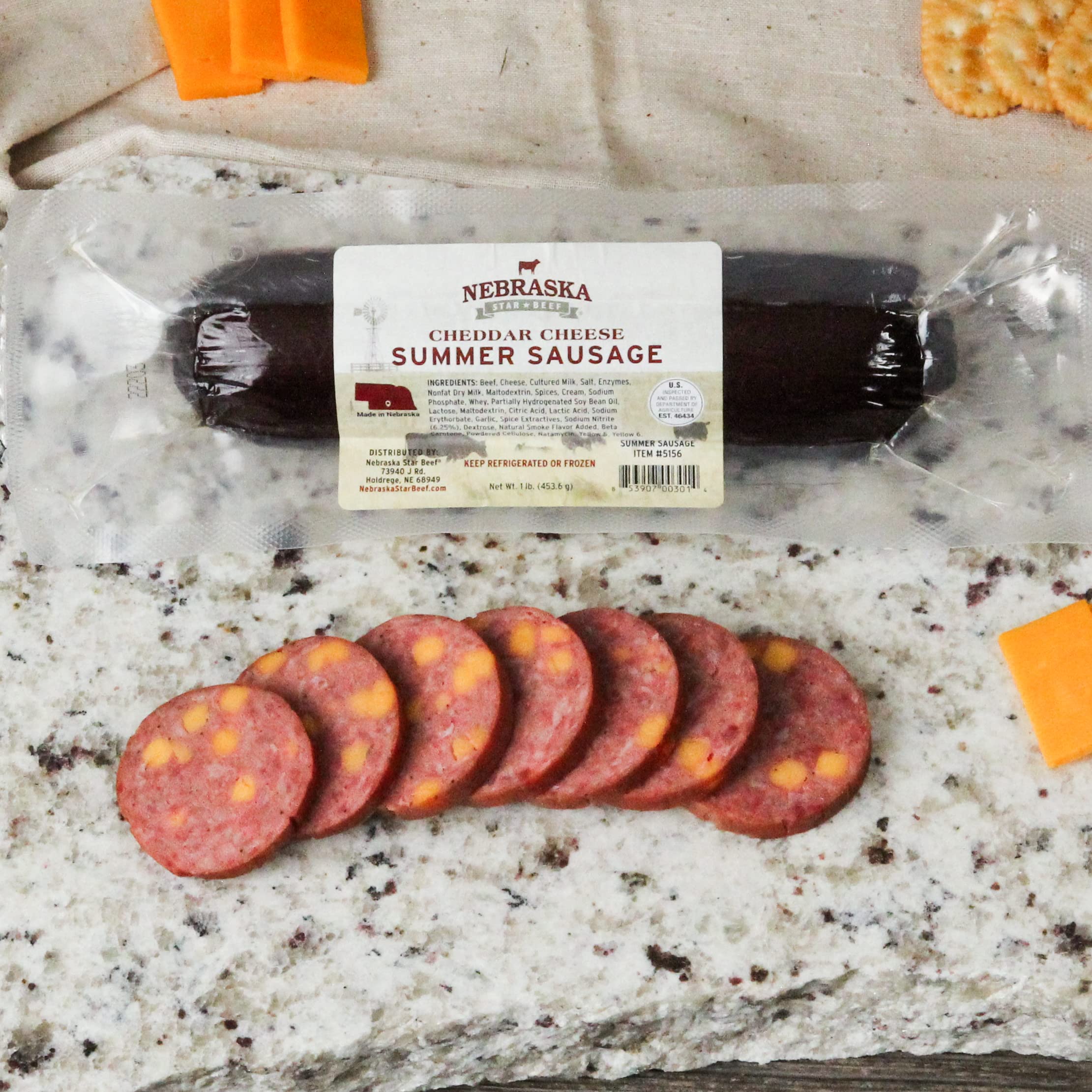 Premium Nebraska Star Beef All-Natural Summer Sausage Variety Pack - Original, Cheddar Cheese & Jalapeño Cheddar (3 Pack) | High-Quality Beef Snacks for Camping, Hiking, Picnics and Party Platters