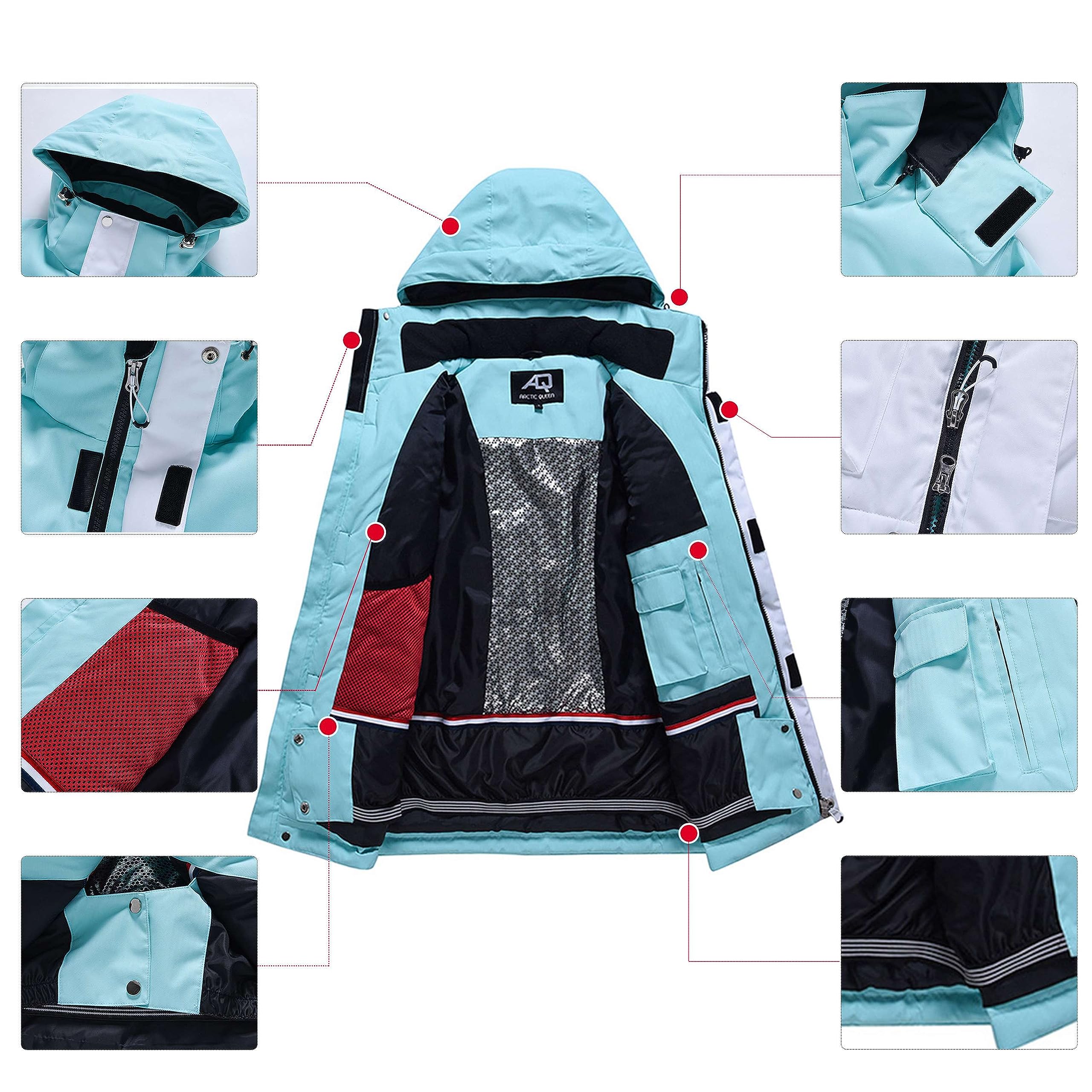 WOWULOVELY Women's Waterproof Windproof Insulated Ski Jacket & Pants Set - Winter Snowsuit for Skiing, Snowboarding & Outdoor Activities