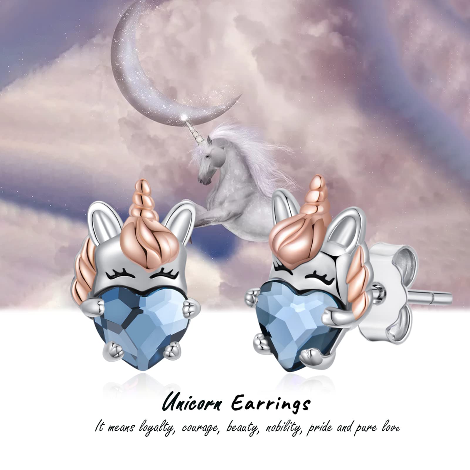 Hypoallergenic 925 Sterling Silver Unicorn Stud Earrings for Girls & Women - Cute Animal Jewelry Gift for Daughter, Birthday Party | Perfect for Everyday Wear, Special Occasions & Sensitive Skin