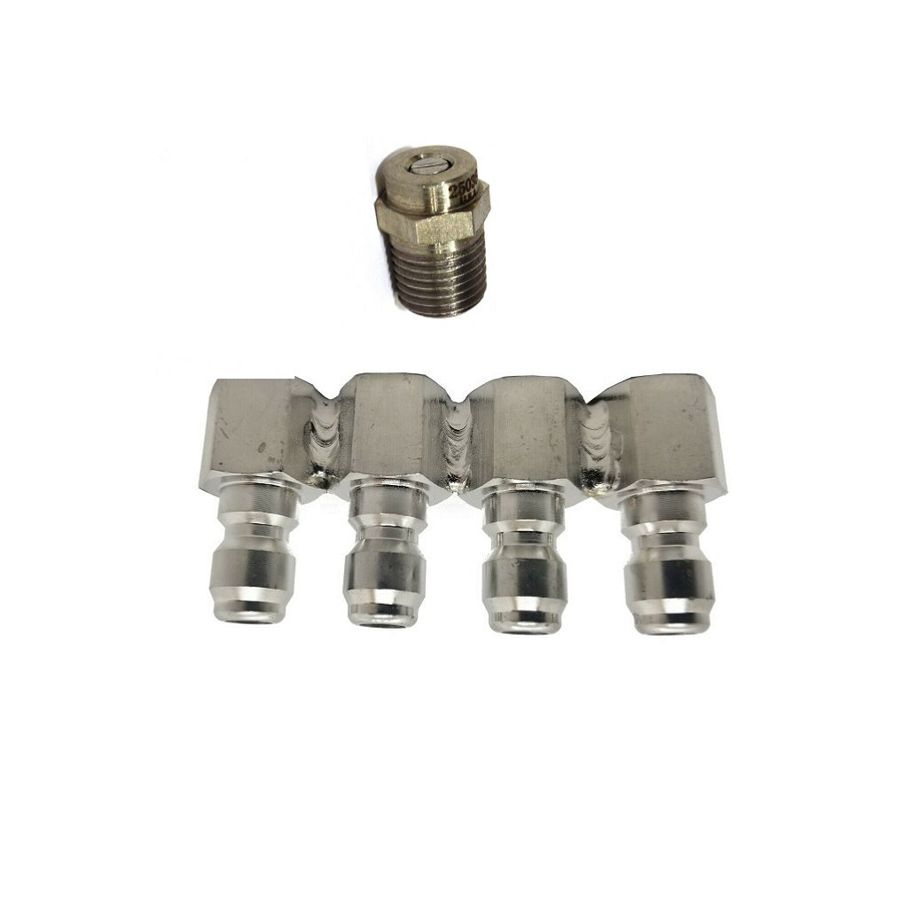 J Rod Quad Multi Nozzle Holder and Downstreaming Kit - Professional Pressure Washer Accessory for Car Washing, House Cleaning & Surface Maintenance