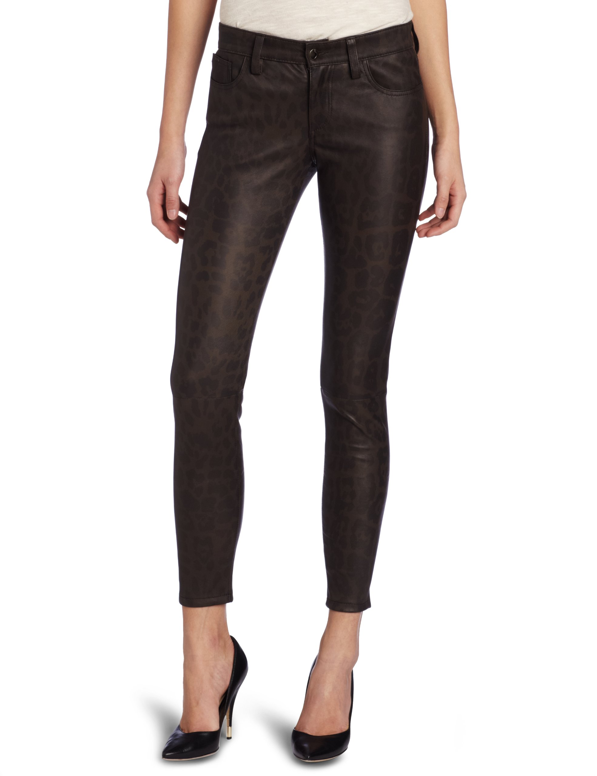 Joe's Jeans Women's Taupe Leopard Print Leather Skinny Ankle Jeans - Stylish & Comfortable for Casual Wear, Night Out & Date Night