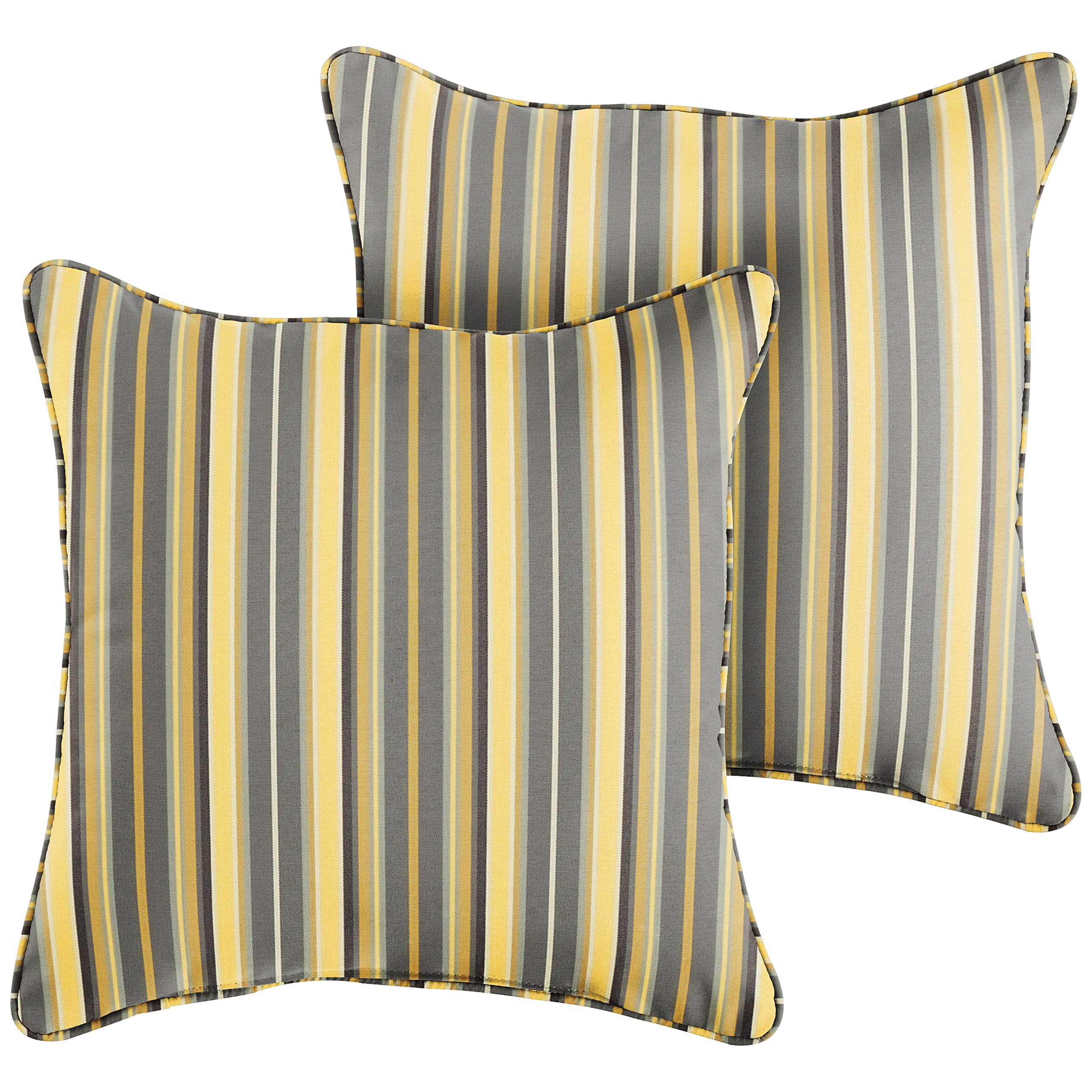 Sorra Home Sunbrella Indoor/Outdoor XL Corded Pillows 24x24 Inches - Weather-Resistant Decorative Throw Pillows for Patio, Sofa & Poolside (Foster Metallic) - Perfect for Outdoor Furniture & Living Room Decor