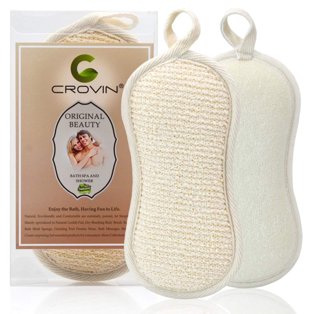 CROVIN 2 Pack Exfoliating Bath Sponge Pads for Shower & Body Scrub - Soft & Durable Exfoliator for Smooth Skin, Perfect for Daily Use & Spa Days