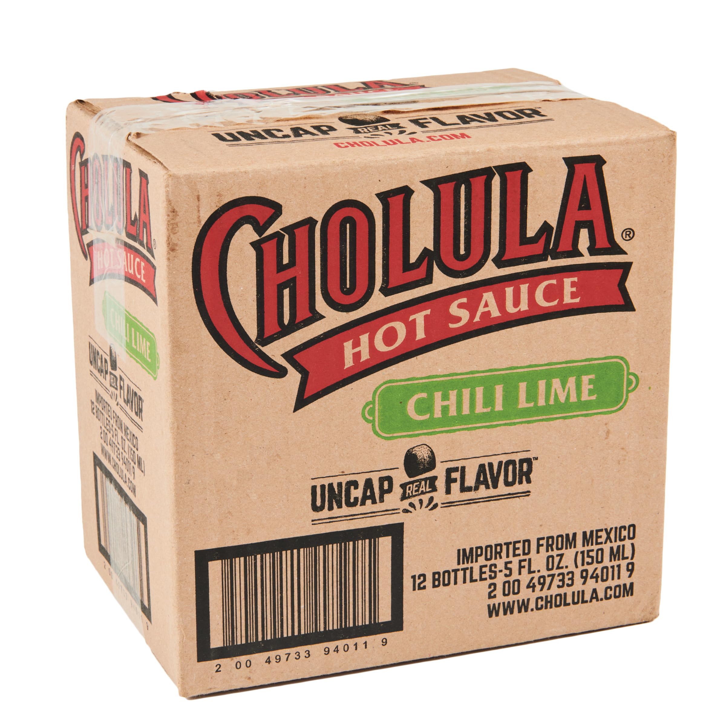 Cholula Hot Sauce Chili Lime Flavor - Kosher Certified, 5 fl oz (6-Pack) - Perfect for Tacos, Wings, and Mexican Cuisine