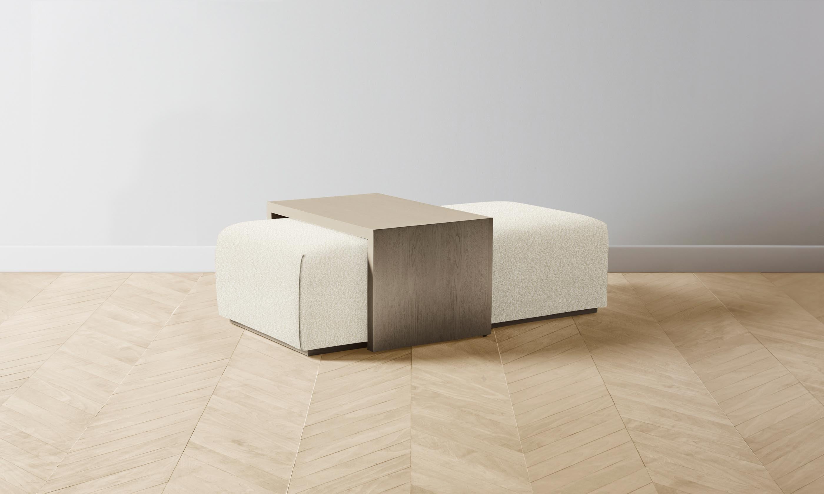 The Bowery Ottoman - Italian Bouclé White Fabric Footstool | Stylish Living Room Accent for Modern Homes