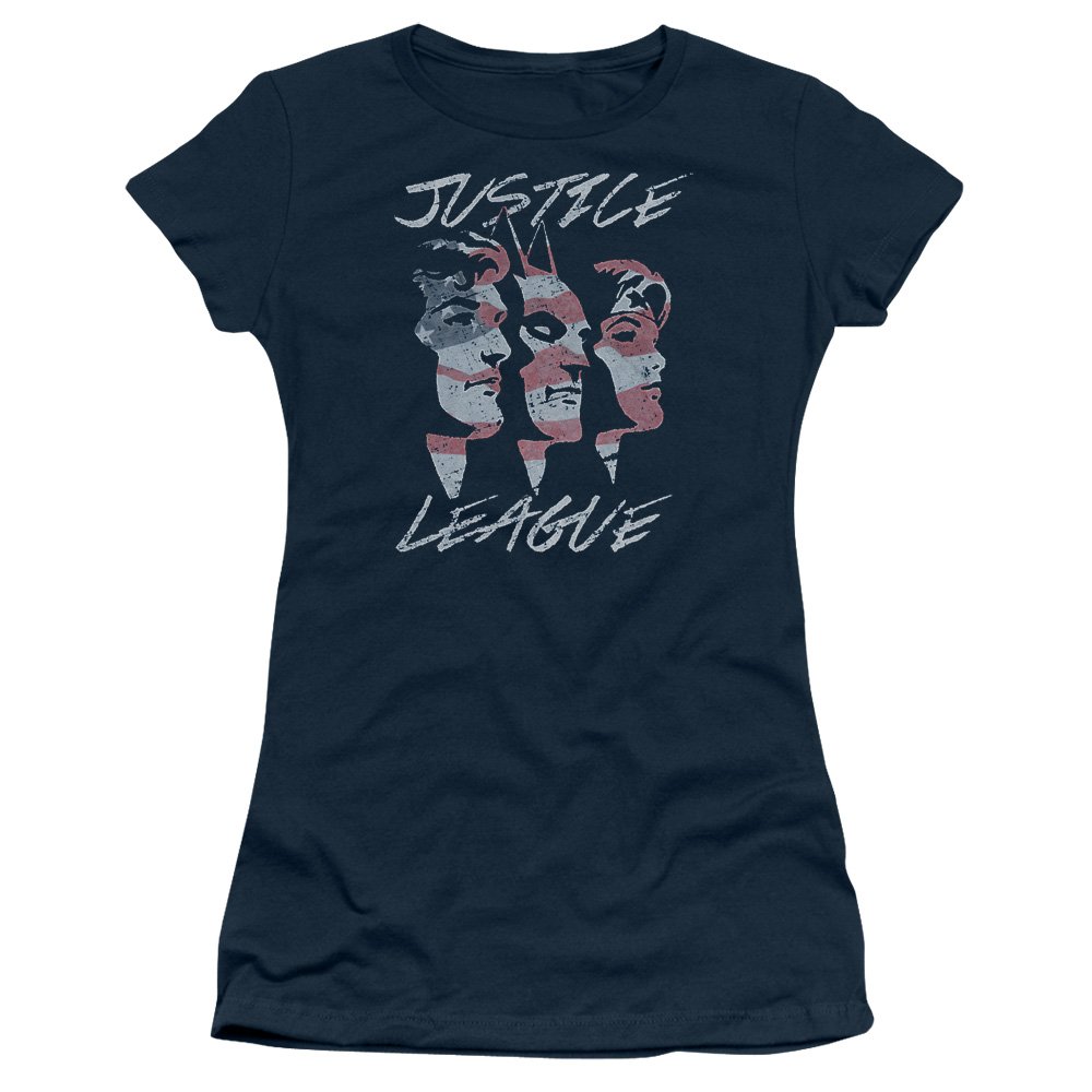 Justice League Juniors Justice for America Sheer T-Shirt - Superhero Graphic Tee for Kids & Teens - Perfect for Cosplay, Comic Con & Superhero Themed Parties