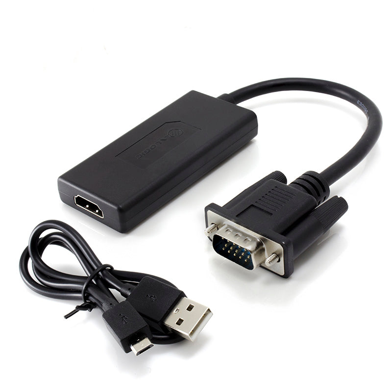 Portable VGA to HDMI Adapter Converter with USB Audio - 1080p Full HD Resolution Support for Laptop, PC, Monitor, Projector | Home Office, Gaming & Presentations