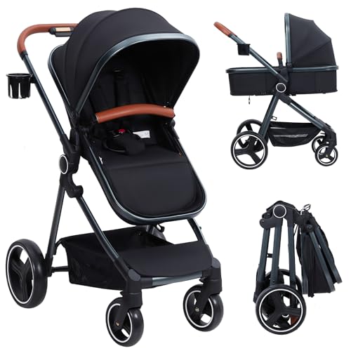GAOMON 2-in-1 Convertible Baby Stroller with Bassinet & Toddler Seat - Lightweight Aluminum Frame, 5-Point Safety Harness, Reversible Pushchair for Newborn to 3 Years | Perfect for City Walks, Park Outings & Travel
