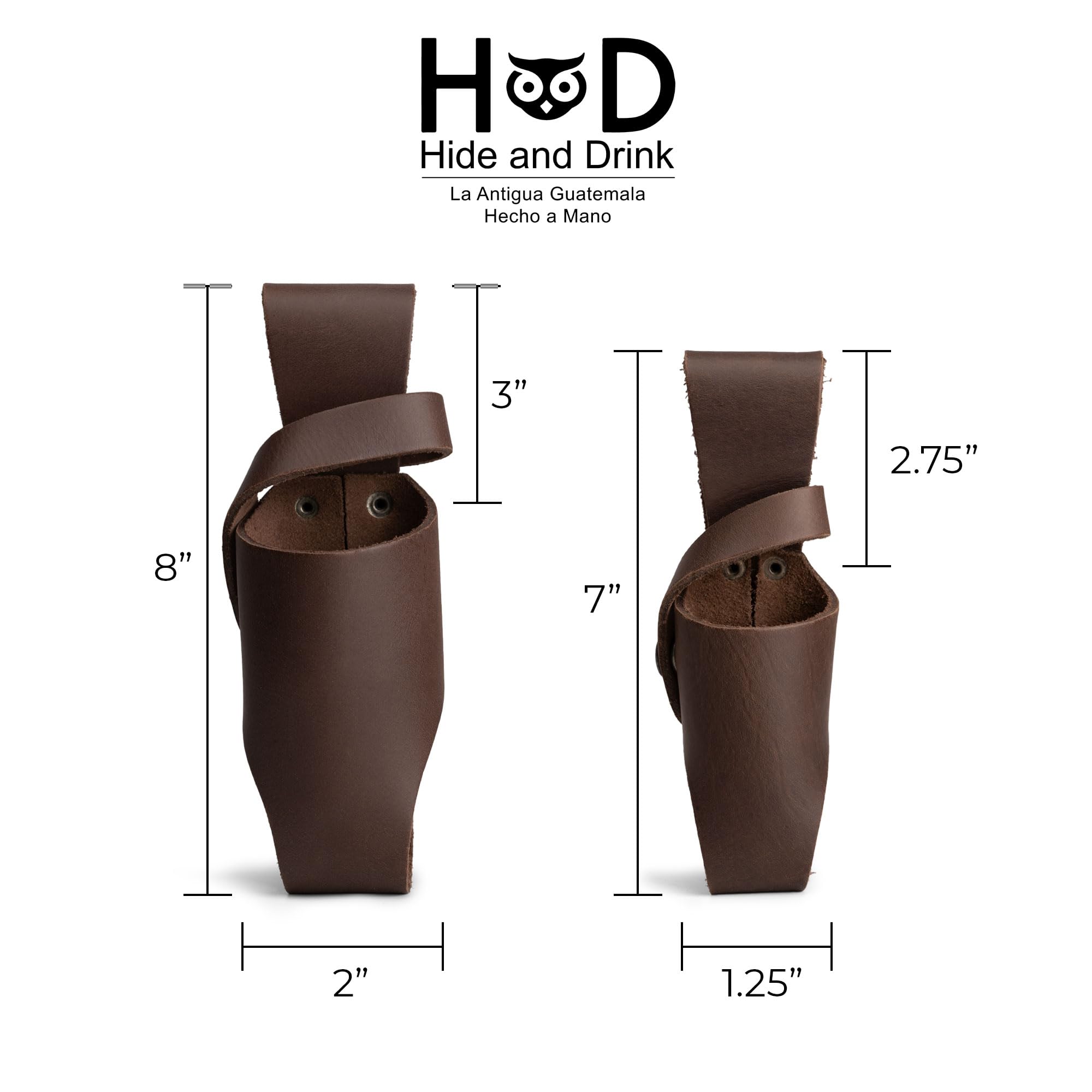 Premium Handmade Full Grain Leather Hot Sauce Holster Set (5oz & 2oz) - Compatible with Tobasco, Cholula, Sriracha - Durable Bottle Belt Sheath for Camping, BBQ, Hiking & Outdoor Cooking Accessories