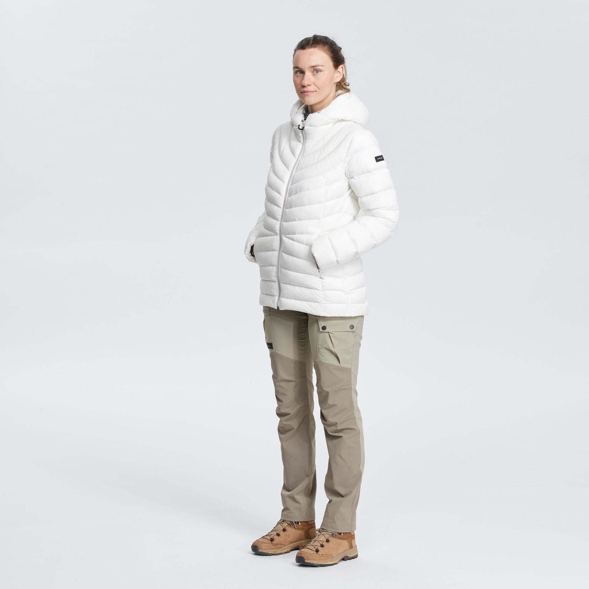 Forclaz Women's MT500 Hooded Down Puffer Jacket - Lightweight Winter Coat, Waterproof Windproof Insulated Jacket for Hiking, Skiing & Outdoor Activities