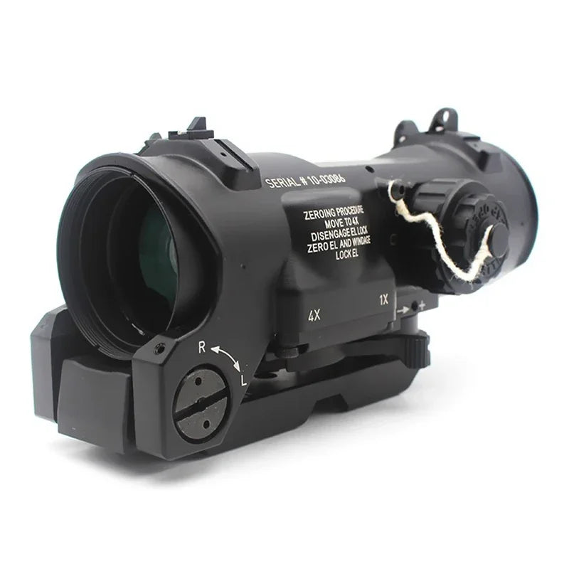 Tactical Rifle Scope 1-4x24 DR Fixed Dual Field of View with Red Illuminated Reticle - Full Markings for Airsoft, Hunting & Tactical Shooting | Perfect for Low Light Conditions & Precision Targeting