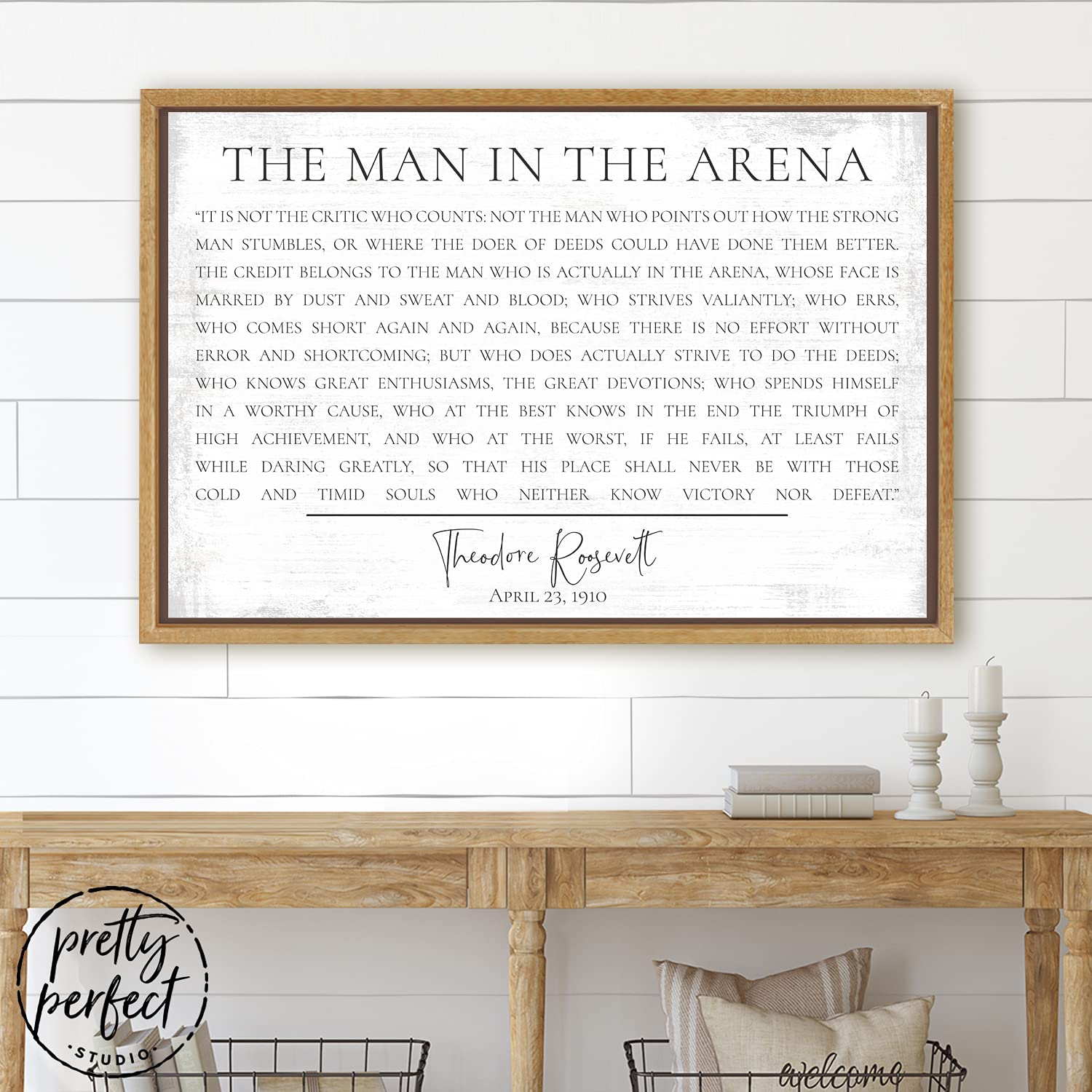 The Man in The Arena Framed Wall Art - Theodore Roosevelt Inspirational Quote Print for Home & Office Decor | Motivational Speech Poster for Gym, Study Room & Workspace