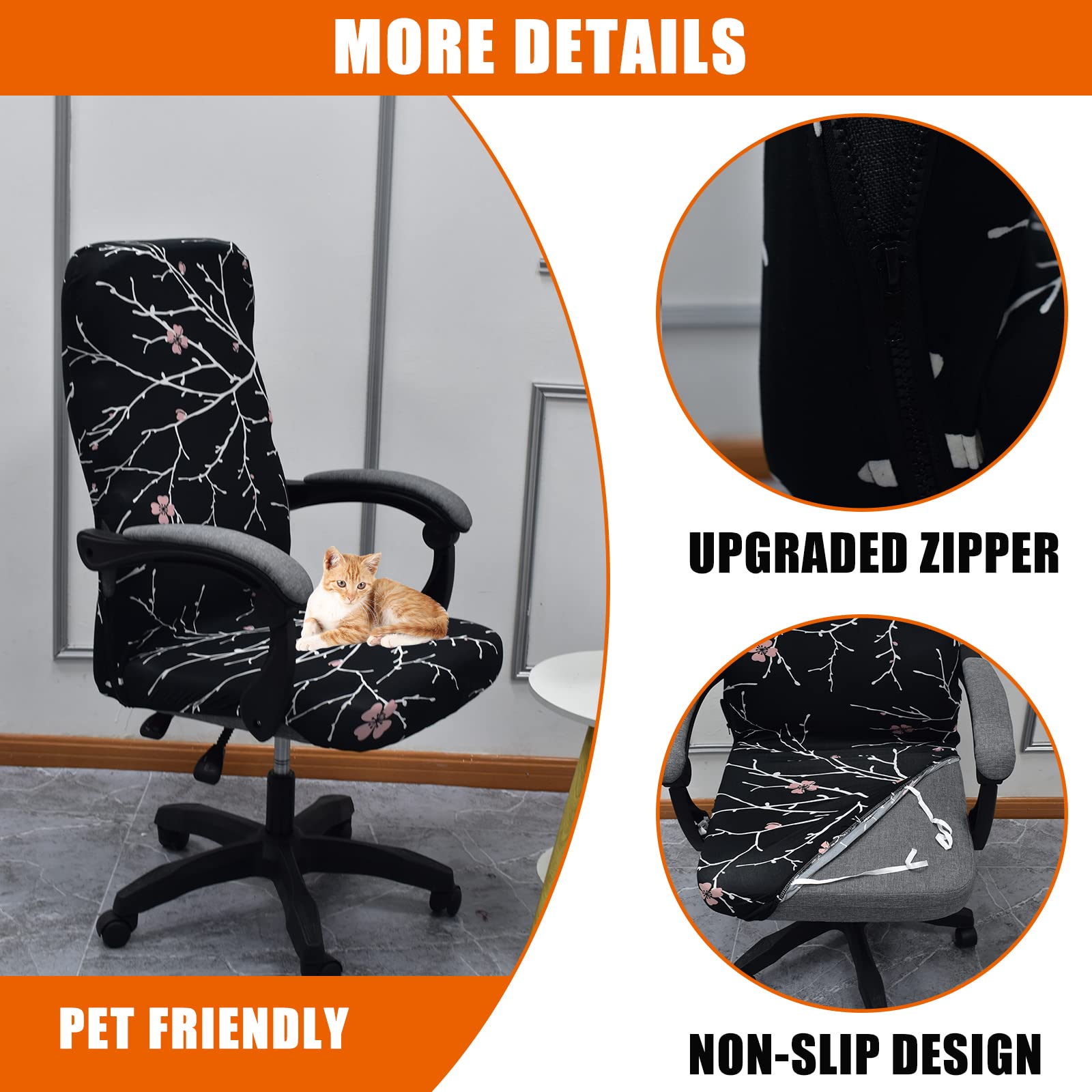 CRFATOP Universal Stretch Office Chair Cover - Durable Zipper Design for High Back Computer Chairs (Size L, Model A16) | Simplistic Style Slipcover for Home & Office Workspaces - Perfect for Desk Chairs, Gaming Chairs & Rotating Task Chairs