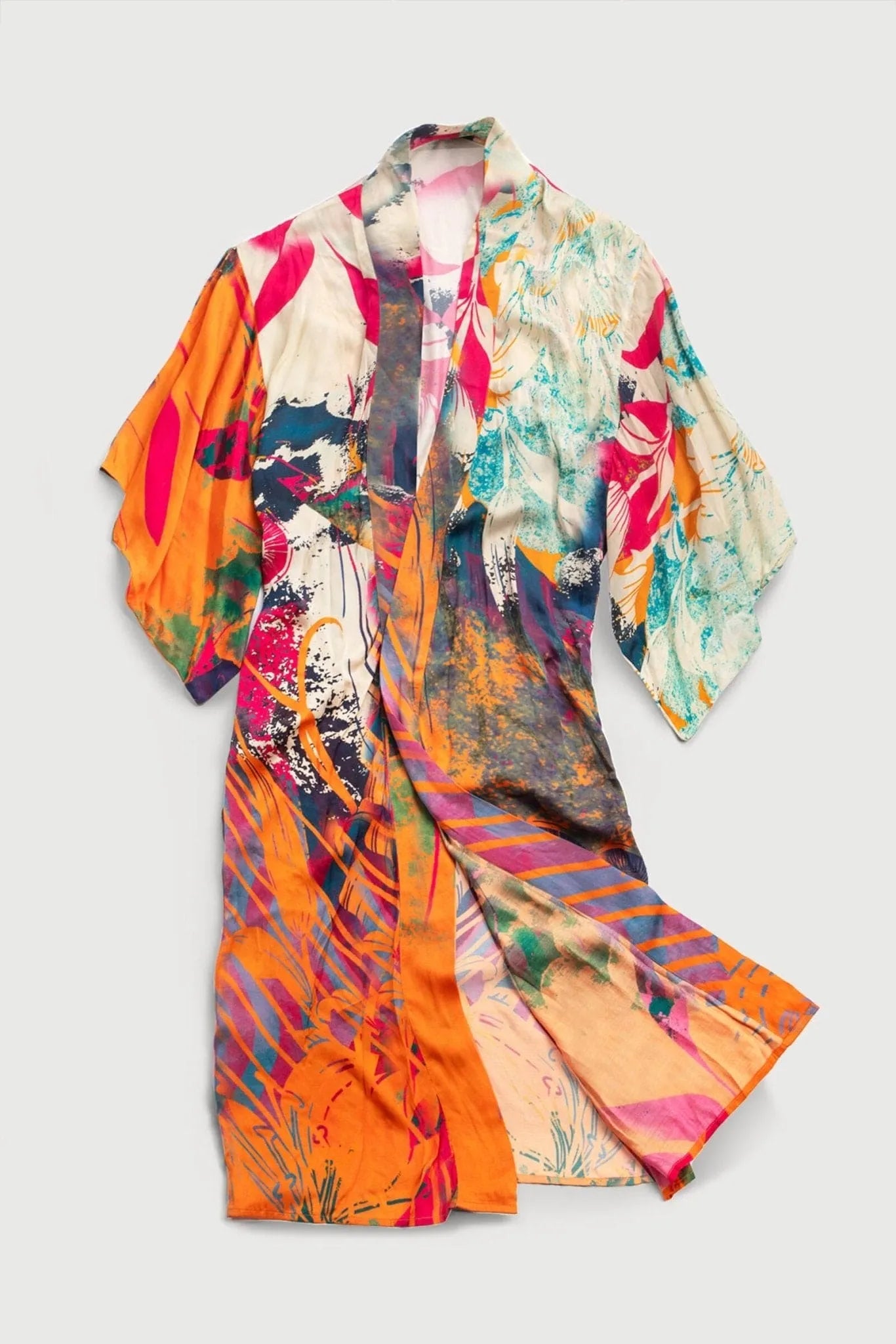 Ultra Lightweight Summer Kimono with Abstract Floral Print - Perfect for Beach Cover-Up, Poolside Lounging & Boho Fashion