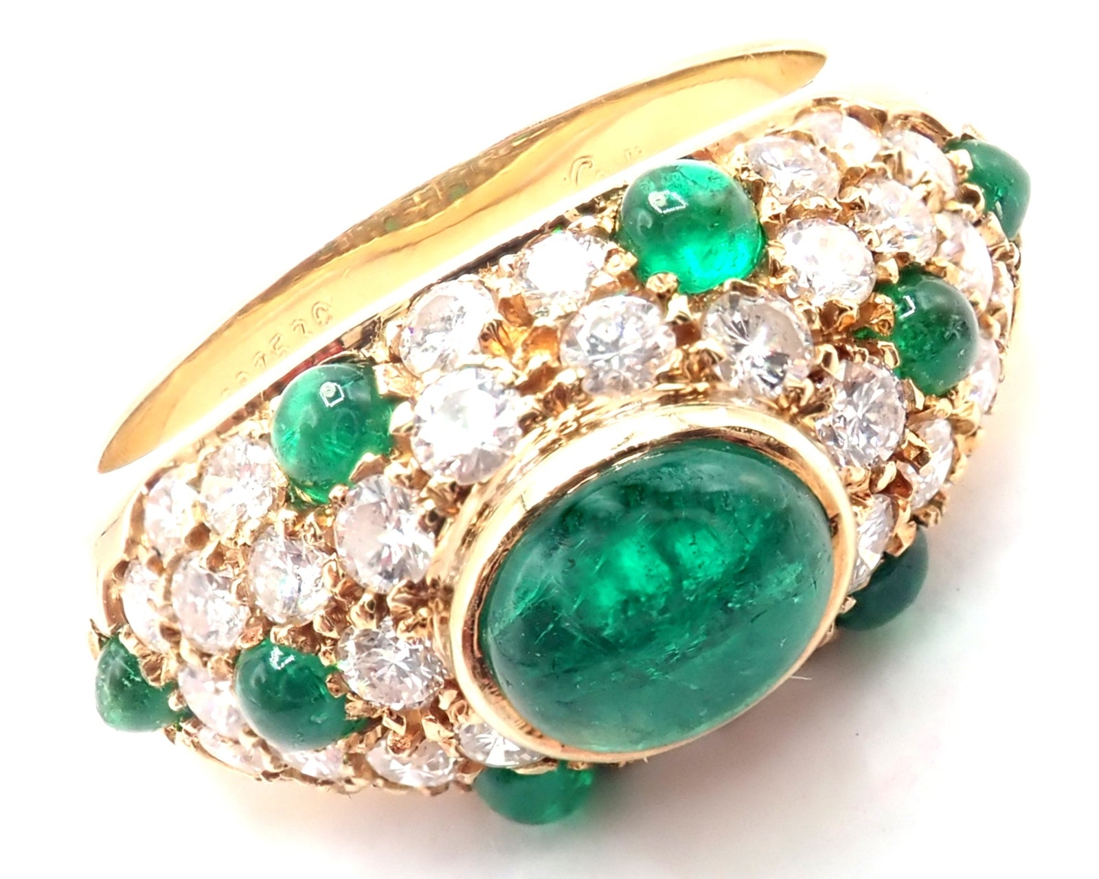 Authentic Vintage Cartier Panthere 18k Yellow Gold Diamond & Emerald Ring for Women - Luxury Jewelry Gift for Anniversary, Engagement & Special Occasions