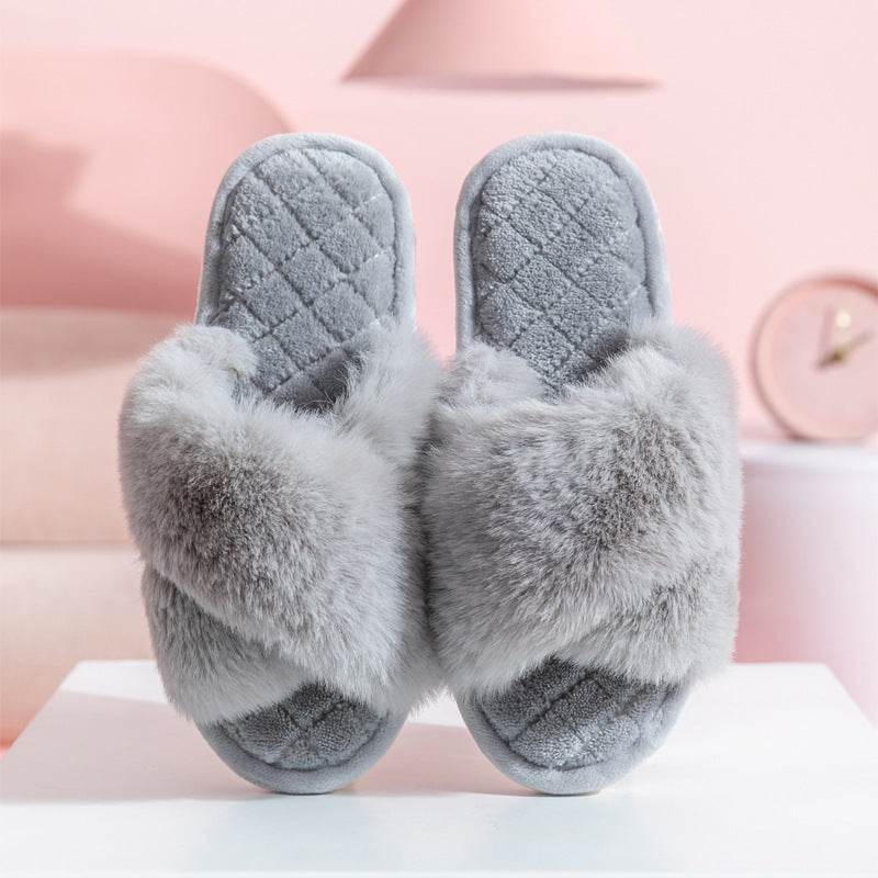 Cozy Cross Strap Plush House Slippers for Women & Men - Soft Indoor Slides for Home, Spa, Dorm & Relaxation