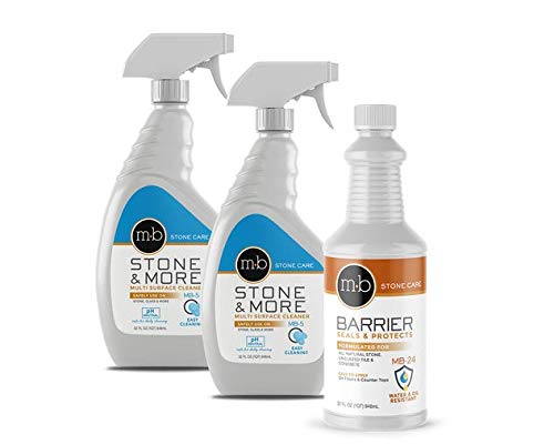 MB Stone Cleaner & Sealer Gold Kit - Professional Granite & Marble Care Solution for Countertops, Floors & Showers - Restores Shine & Protects Surfaces
