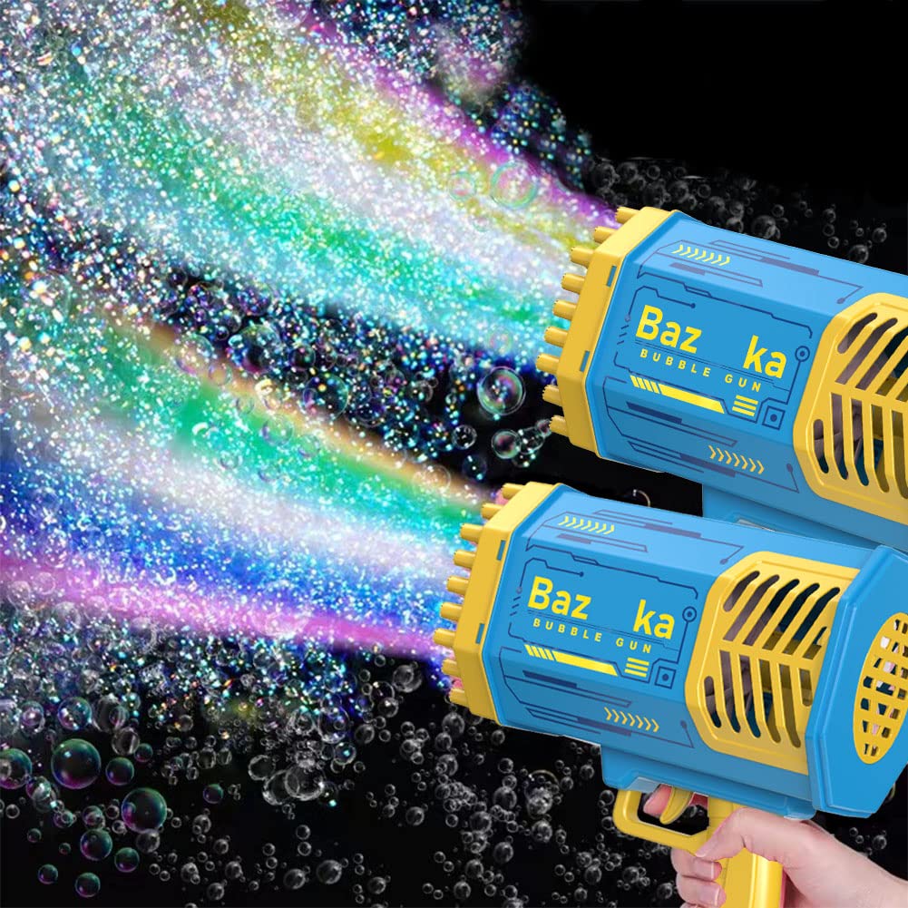 Electric Bubble Blaster Gun for Kids - 69-Hole Bubble Machine with LED Lights, Outdoor Water Gun Toy for Halloween, Wedding, Birthday Parties - Fun Bubble Bazooka for Backyard, Park & Beach Play