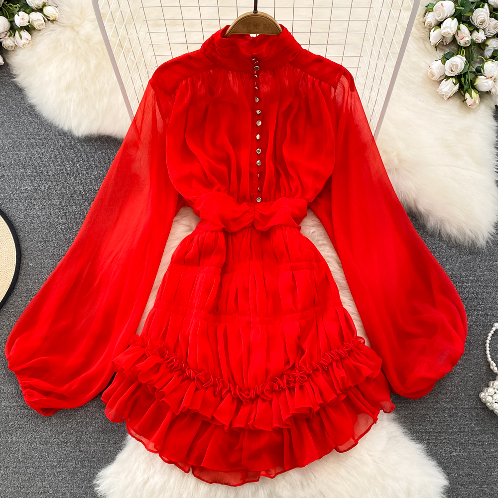 Long Sleeve Mesh Short Dress - A-Line Ruffled Party Dress for Women | Perfect for Cocktail Parties, Date Nights & Special Occasions