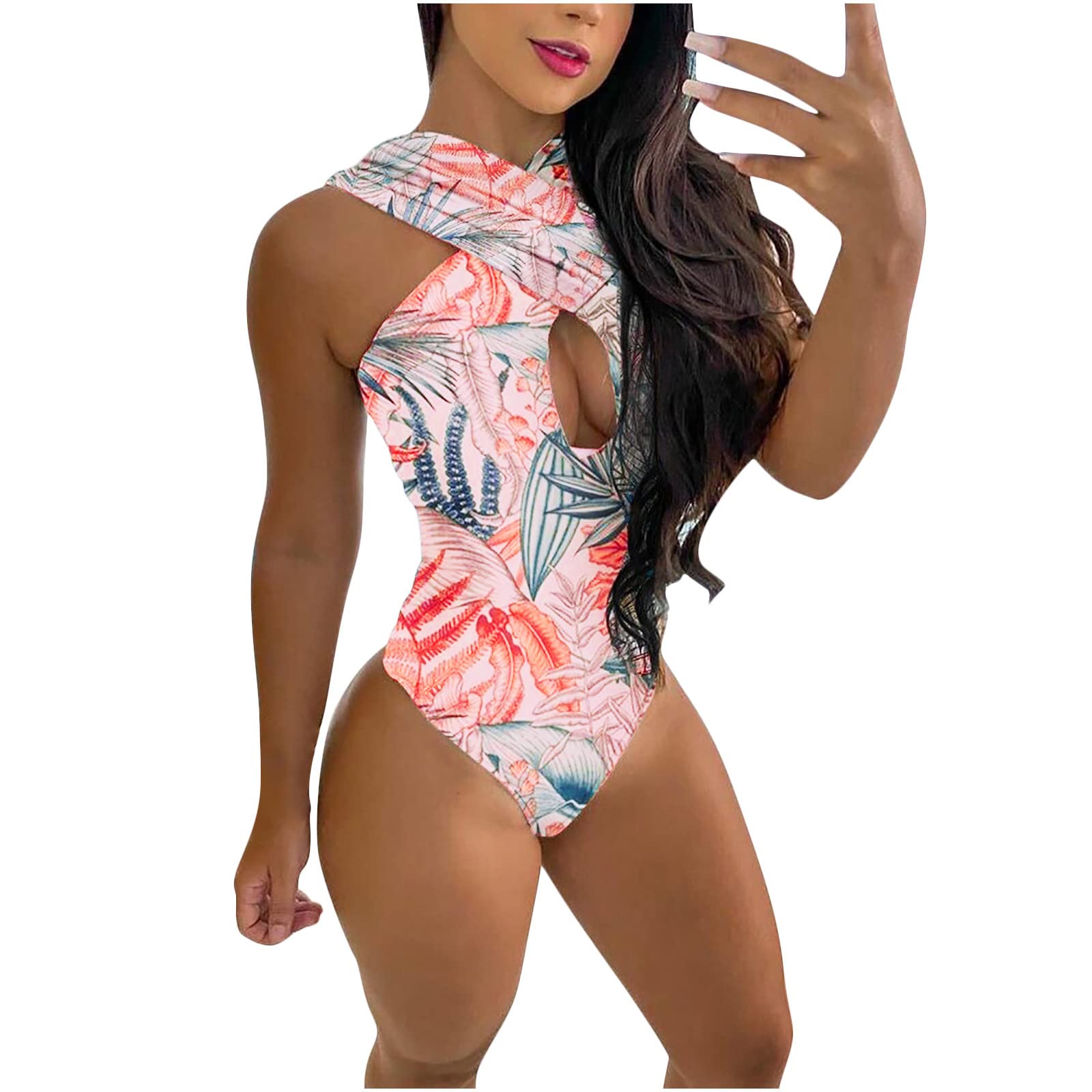 Sexy Floral Hollow Out Bikini Set - Women's Beachwear for Swimming & Sunbathing