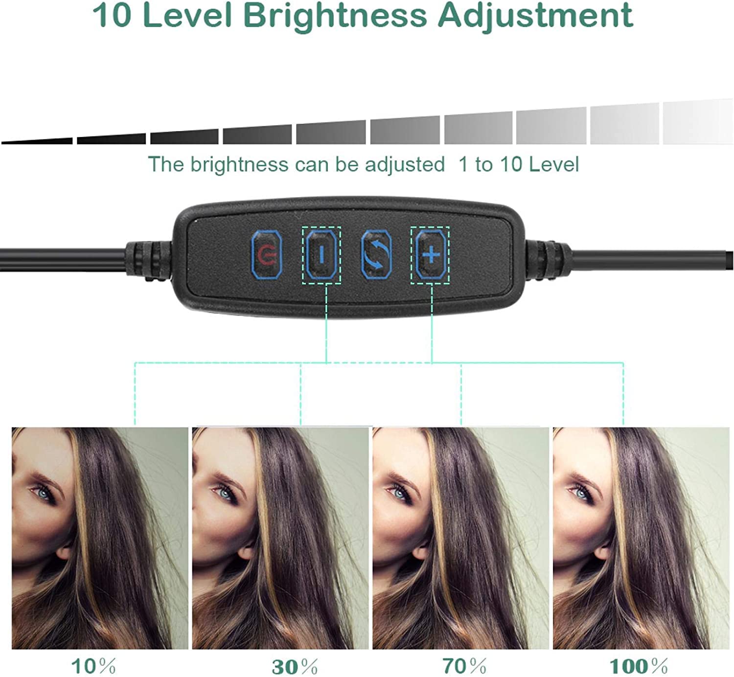 Professional Photography Ring Light Kit - Adjustable Height, 3 Color Temperatures & 10 Brightness Levels for YouTube Videos, TikTok Live Streaming, Makeup Tutorials and Home Studio Lighting