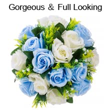 2 Pack Artificial Flower Ball Bouquets - Blue & White Rose Centerpieces for Weddings, Birthday Parties, Home Decor | Perfect for Table Decorations, Bridal Showers & Event Styling