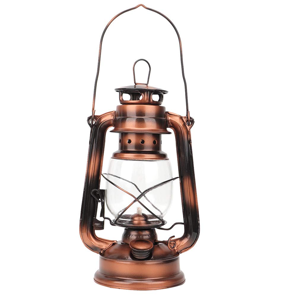 Vintage Bronze Kerosene Oil Lamp - Antique Iron Hurricane Hanging Lantern for Indoor, Outdoor, Garden & Patio Decor - Perfect for Camping, Emergency Lighting & Rustic Home Décor