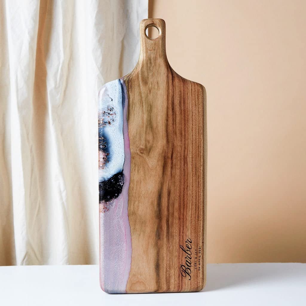 Personalized Engraved Resin Serving Board - Custom Cheese & Charcuterie Platter, Unique Gift for Mom, Mother, Best Friend Birthday - Perfect for Entertaining, Wine & Cheese Nights, Bridal Showers