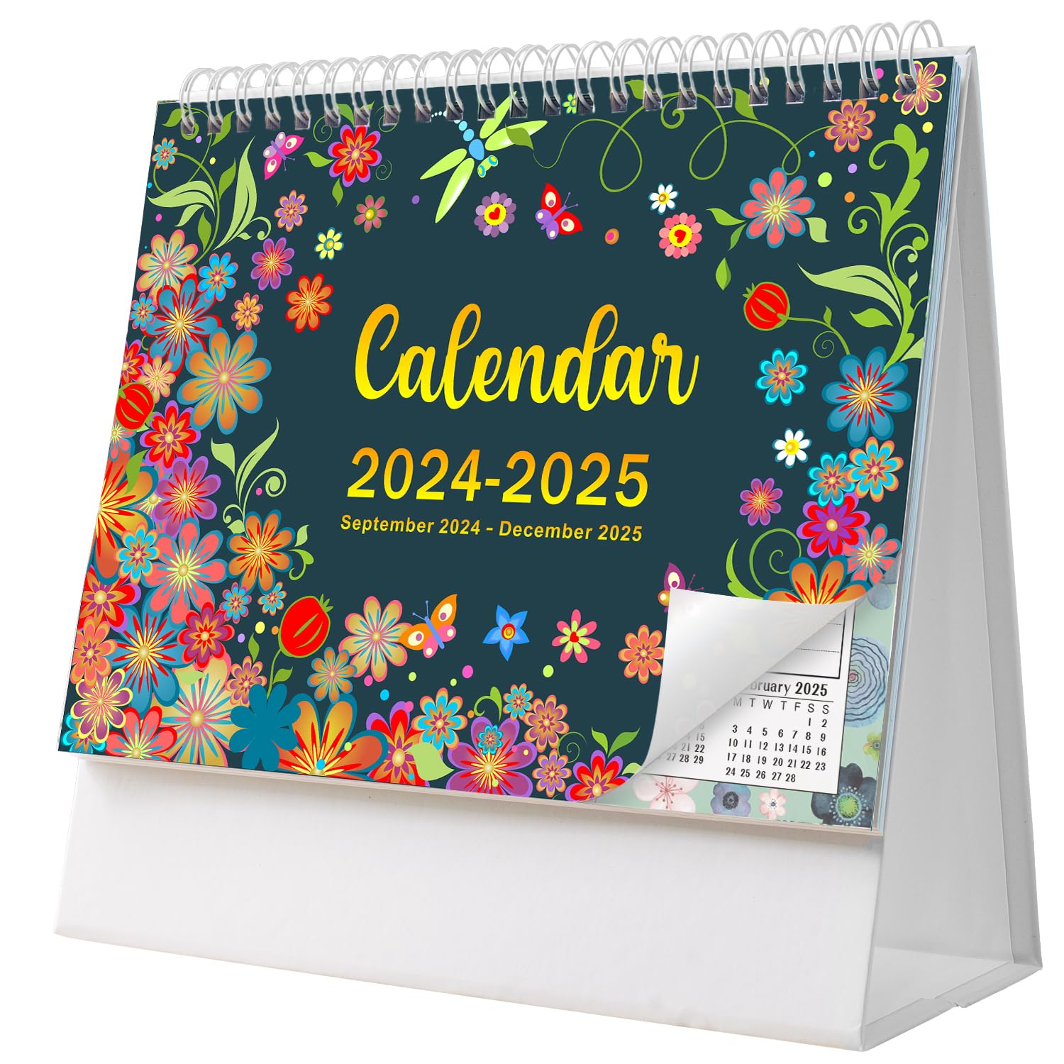 AEYAKA 2024-2025 16-Month Standing Desk Calendar | September 2024 to December 2025 | 20cm x 20.5cm Flip Desktop Planner | Perfect for Office, Home & School Organization (Model C08)