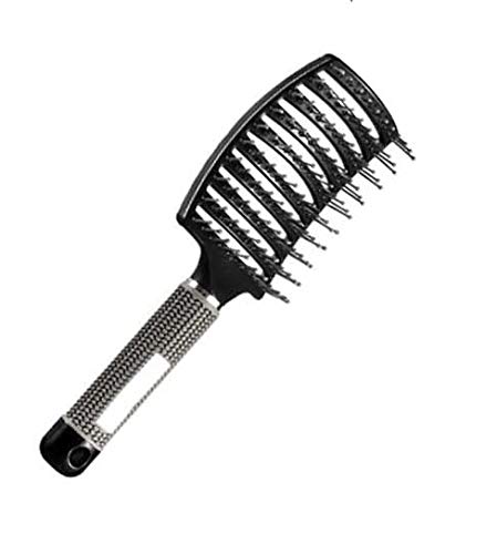 Frackson Scalp Massage Hair Brush - Nylon Bristles Detangling Comb for Women, Wet & Curly Hair - Professional Salon Styling Tool (Black) | Perfect for Daily Hair Care, Detangling, Scalp Stimulation & Styling at Home or Salon