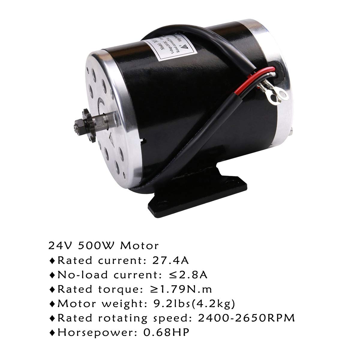 500W 24V DC Brushed Electric Motor - High Power eBike Scooter Go Kart Bicycle Motor Replacement - Perfect for DIY Electric Vehicle Upgrades & Home Projects