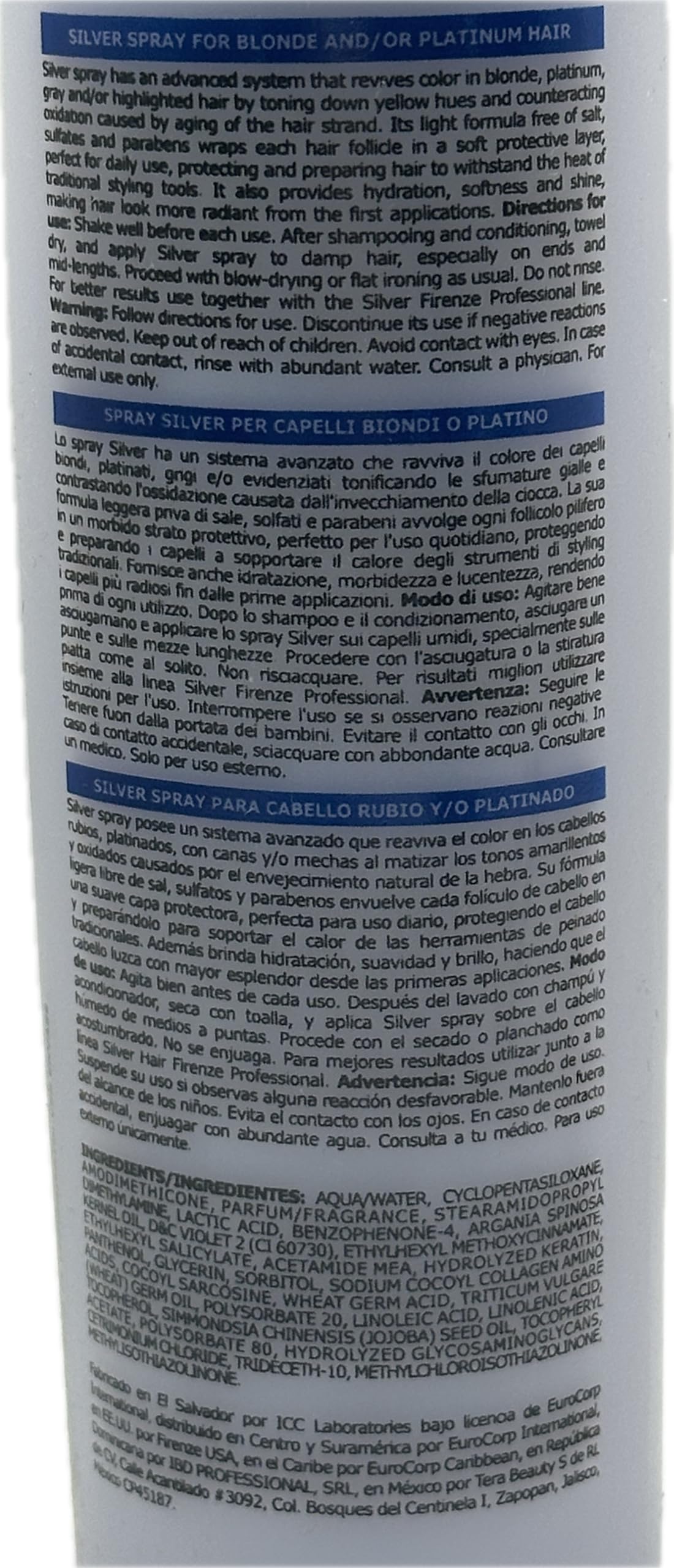 Silver Hair Care Set - Shampoo 10.1 oz, Conditioner 10.1 oz, Hair Mask Treatment 13.5 oz + Protein Spray 10.1 fl oz with Free Lip Gloss 10ml | For Gray & Blonde Hair Maintenance | Salon-Quality At-Home Treatment for Shine & Color Protection