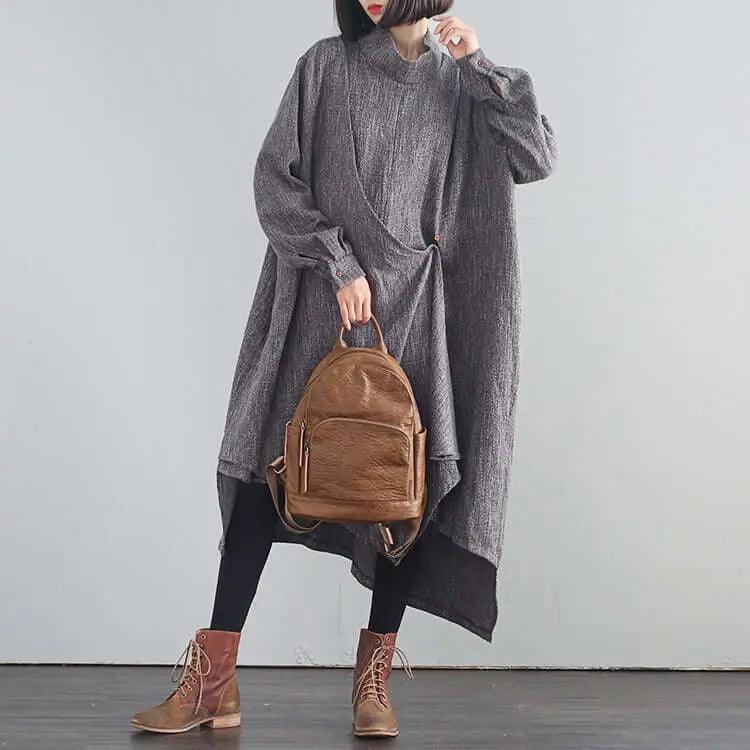 Elegant Linen Turtleneck Dress for Women - Breathable Summer Fashion - Perfect for Beach Vacations, Date Nights & Office Wear