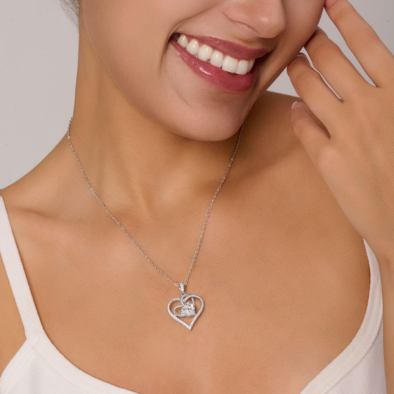 Romantic 2 Carat Moissanite Heart Necklace for Women - 925 Sterling Silver Diamond Jewelry - Perfect Birthday, Anniversary & Christmas Gift for Wife, Mom, Girlfriend - Elegant Valentine's Day & Date Night Jewelry