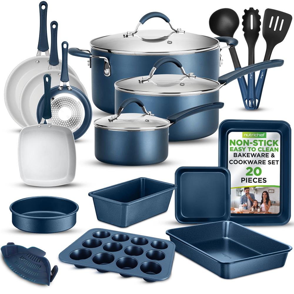 Premium 10-Piece Nonstick Cookware Set for Home Kitchen - Pots, Pans & Utensils - Perfect for Frying, Boiling & Baking