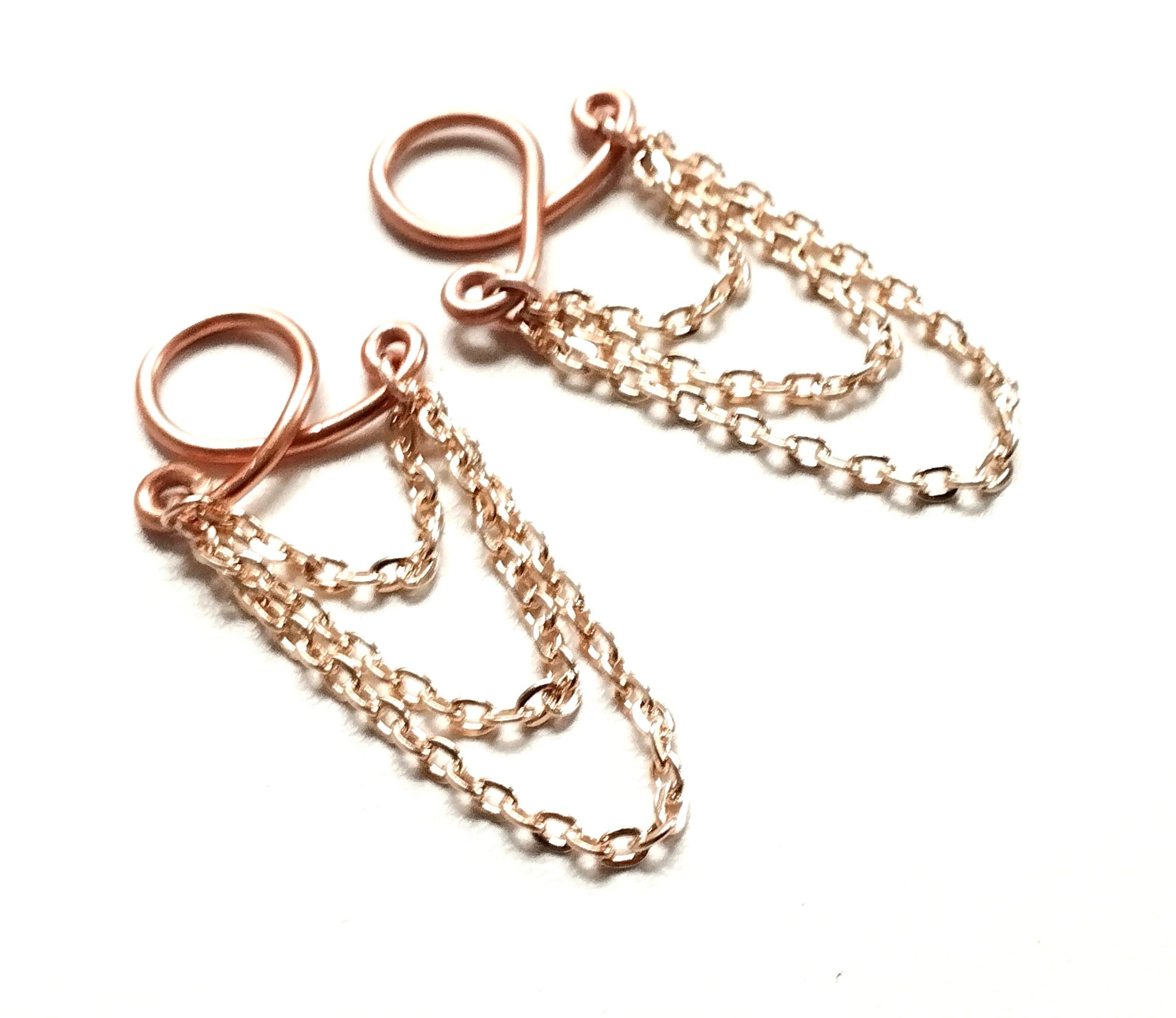 Rose Gold Non-Piercing Nipple Jewelry with Dangle Chains – Fashionable Body Jewelry for Women, Sensual Accessories for Date Nights & Boudoir Photography