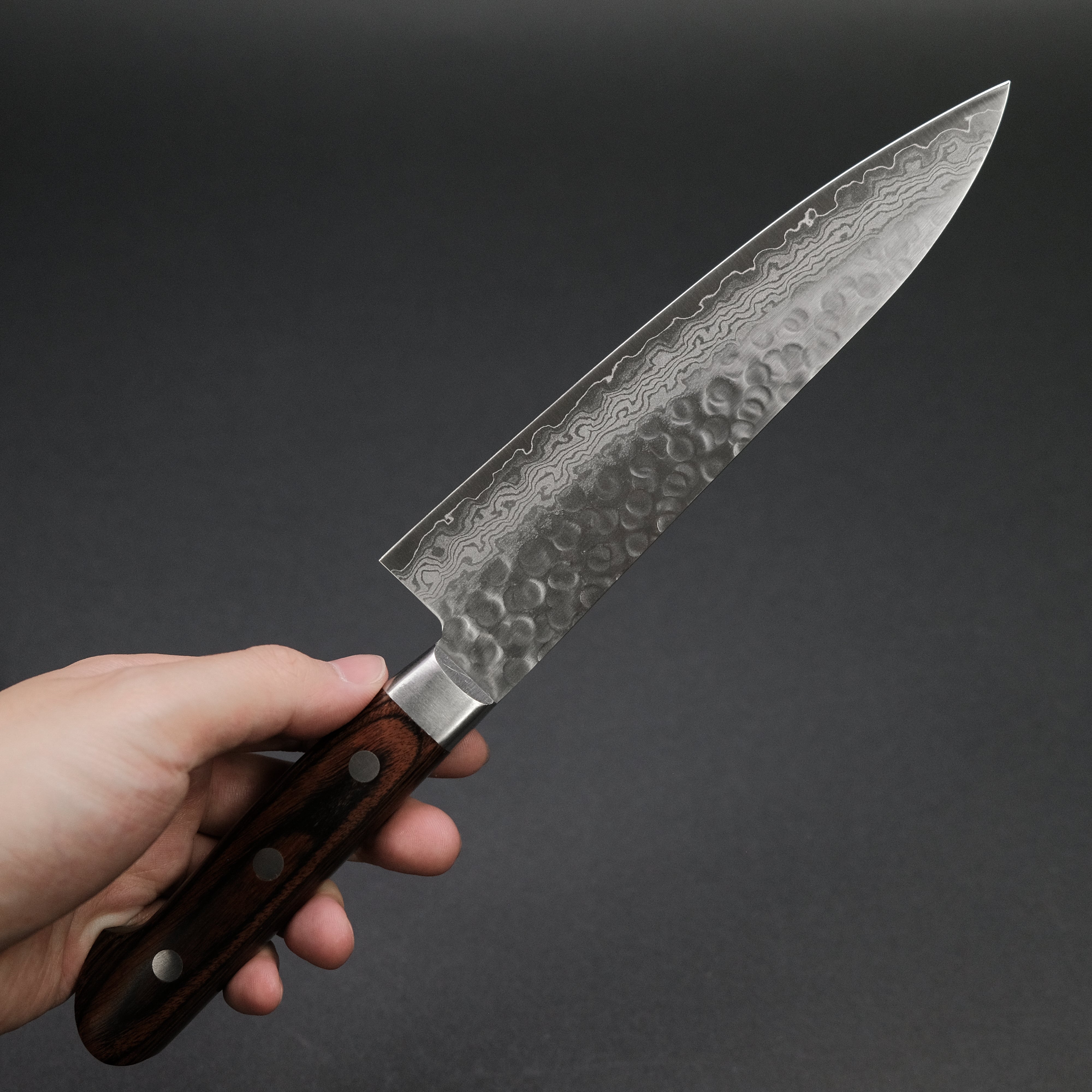 Ohishi VG10 Damascus Gyuto Japanese Chef Knife 180mm with Mahogany Handle - Perfect for Sushi, Meat Cutting & Professional Kitchen Use