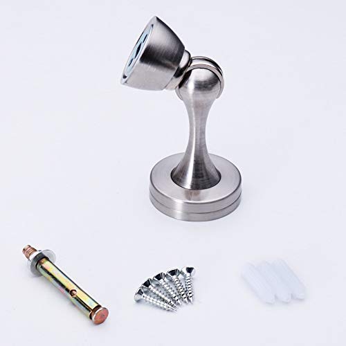 Zinc Alloy Magnetic Door Stopper - Heavy Duty Wedge Style with Screw Mount & Suction Cup for Gates, Interior & Exterior Doors | Perfect for Home, Office & Commercial Use (Color: Black)