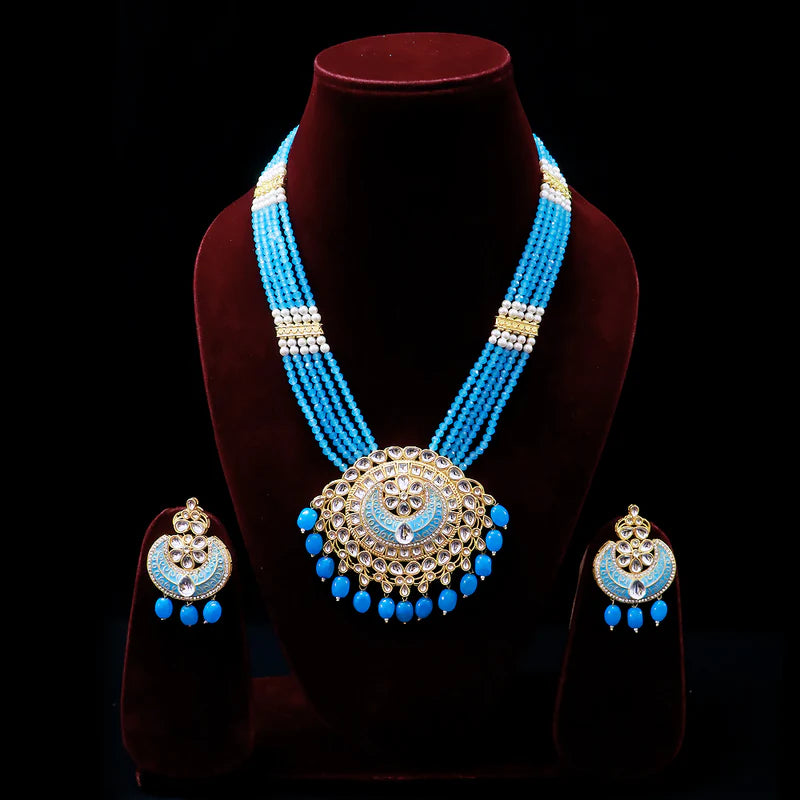 Luxury Gold Plated Royal Kundan Long Necklace for Women - Elegant Indian Bridal Jewelry for Weddings, Parties & Special Occasions