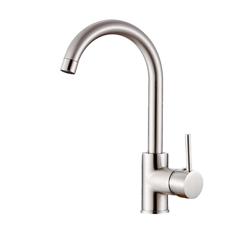 Brushed Nickel Single Handle Copper Kitchen Faucet - Modern Pull Down Sprayer for Sink, Perfect for Farmhouse, RV & Residential Use