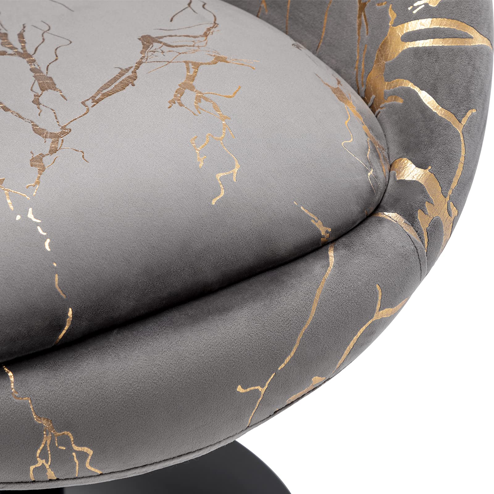 Modern Accent Swivel Chair - Adjustable Height Upholstered Vanity Makeup Salon Chair with Bronzing Fabric for Living Room, Lounge, Pub & Home Office - Grey