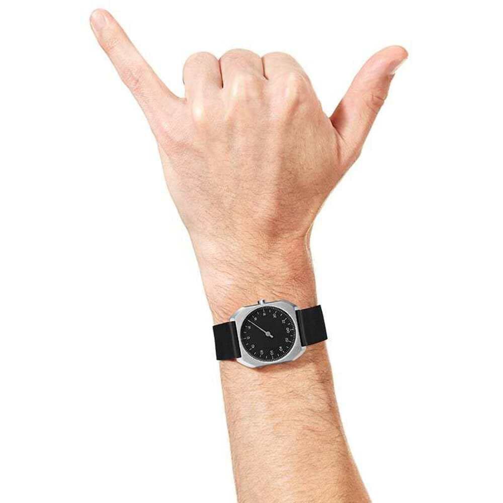 Mo 06 - Black Leather Silver Case Unisex Quartz Watch with Analog Display | Water Resistant | Perfect for Business, Casual & Everyday Wear