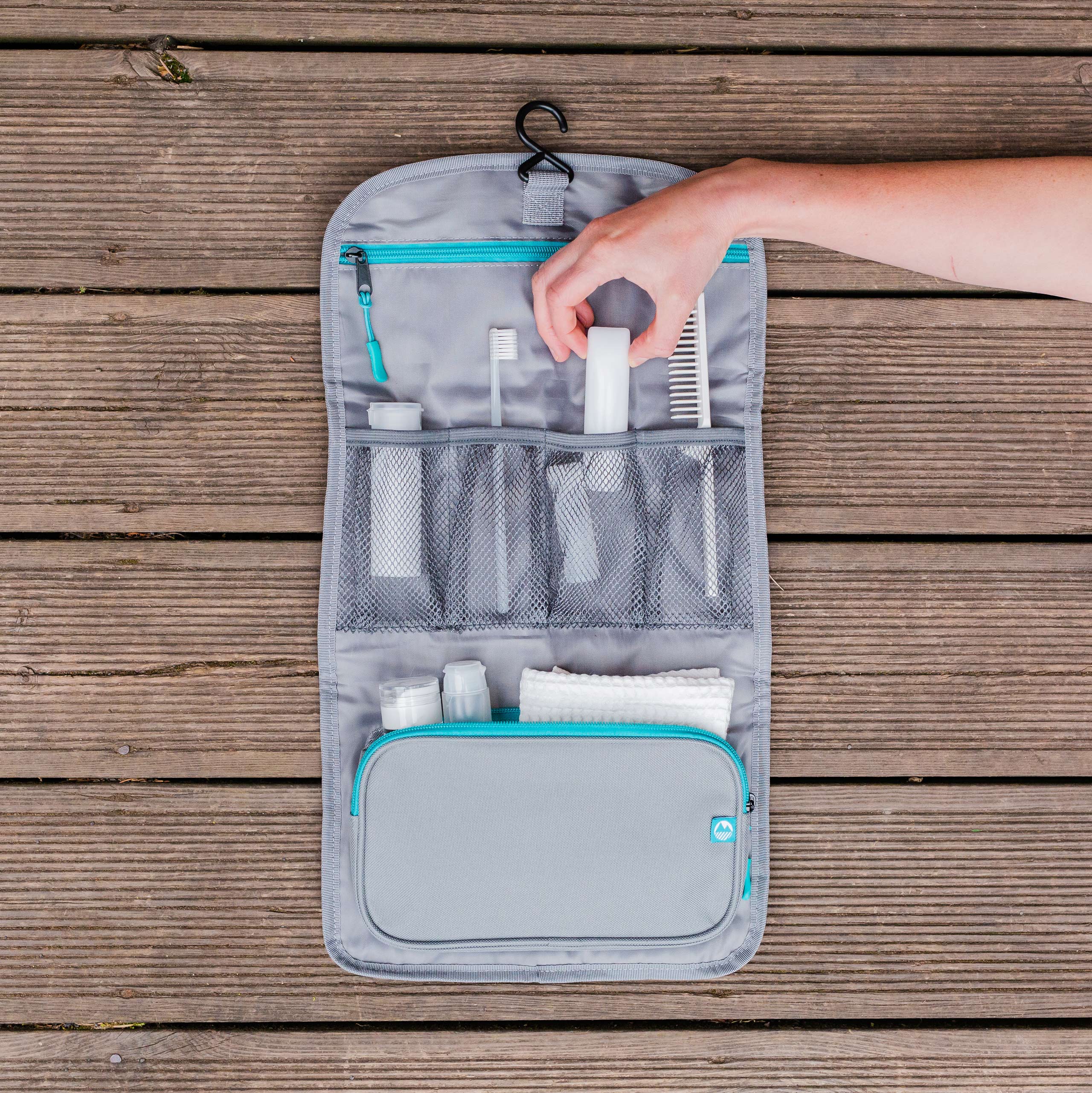 Eskdale Foldable Hanging Travel Toiletry Bag - Waterproof Cosmetic Organizer for Bathroom, Camping & Airplane Travel - Perfect for Toiletries, Makeup & Shower Essentials