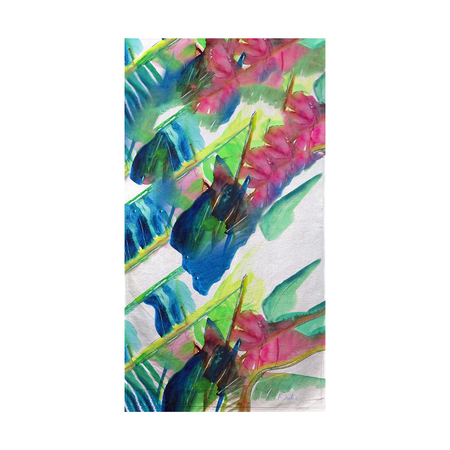 Betsy Drake Pink Palms Beach Towel - Soft & Absorbent Quick-Dry Towel for Pool, Beach, Yoga & Travel | Tropical Design